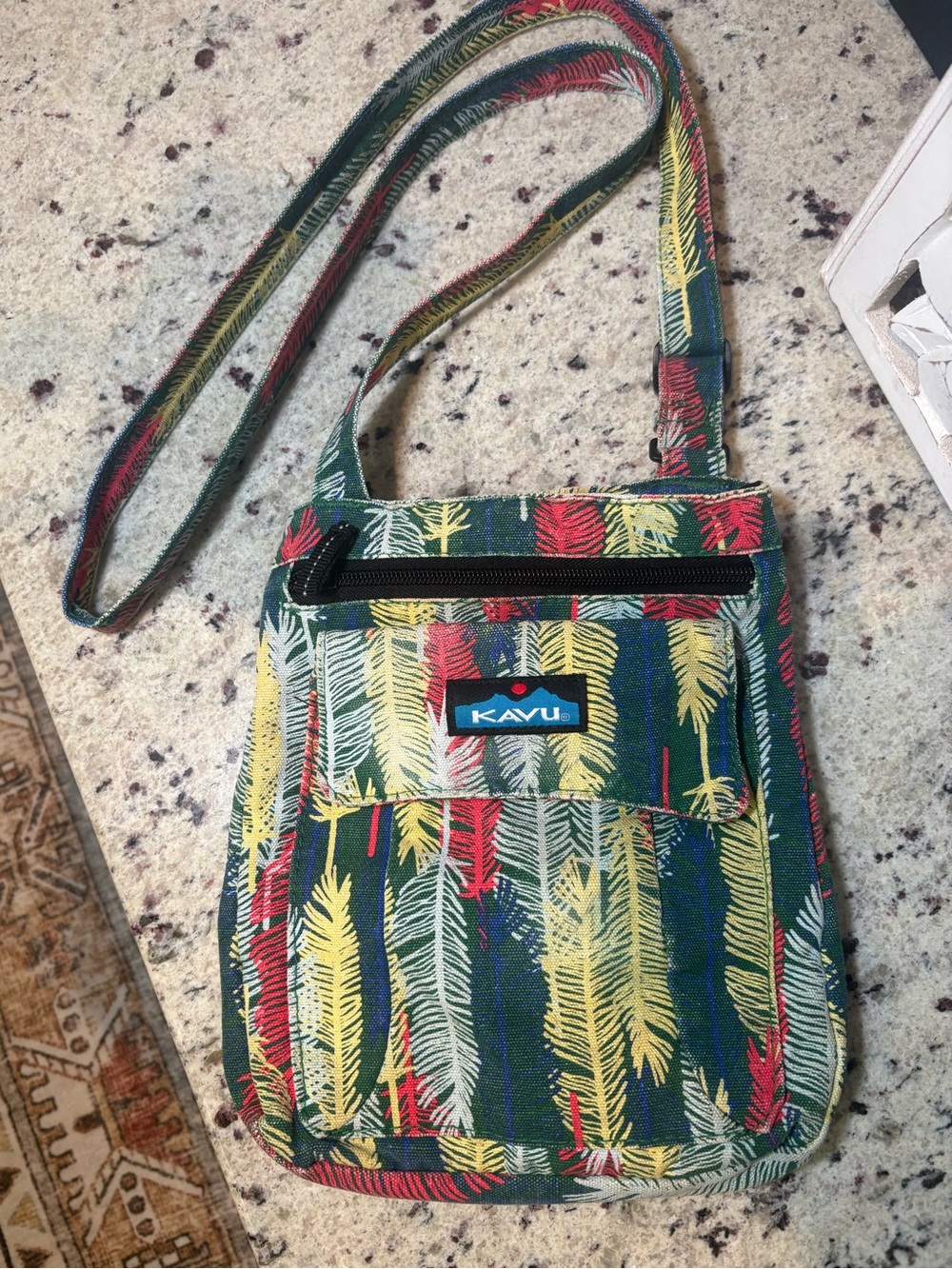 Kavu For Keeps Colorful Feather Print Crossbody Bag